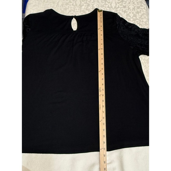 Liz Claiborne Bell Sleeve Top Womens XL Black Velvet Burnout Paisley Whimsigoth - Picture 10 of 12